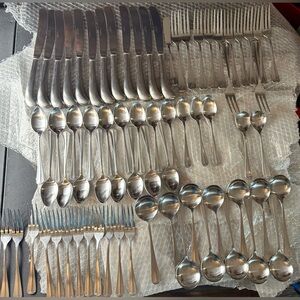 Wellesley Stainless by Rogers Glossy, Korea, Tipped 71 Pcs Flatware Silverware